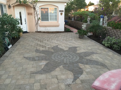 Traditional design gray pavers with sun design